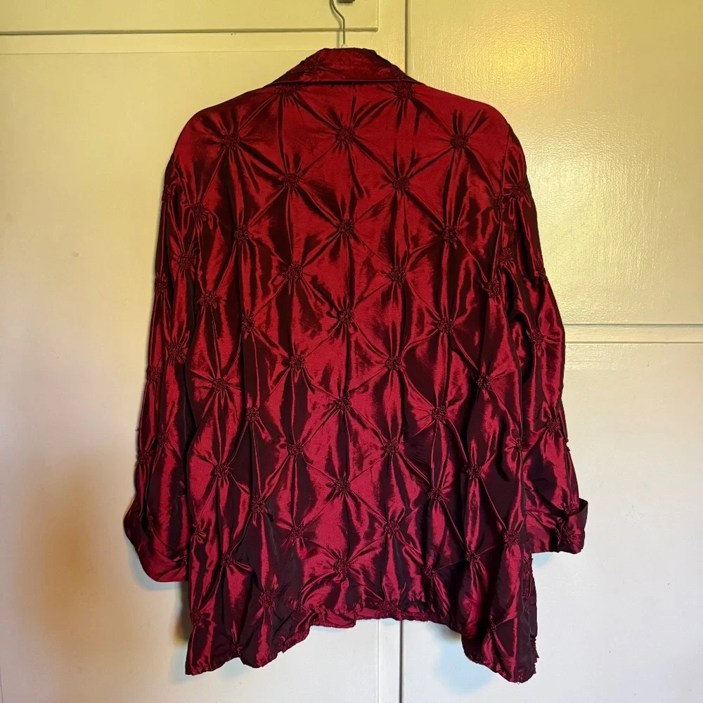Vintage Connie's Moonlight‎ Burgundy Taffeta Jacket Size Large Lagenlook Evening - Picture 9 of 13